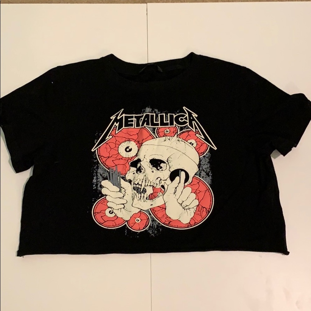 Haoduoyi Cropped Metallica Tee Shirt